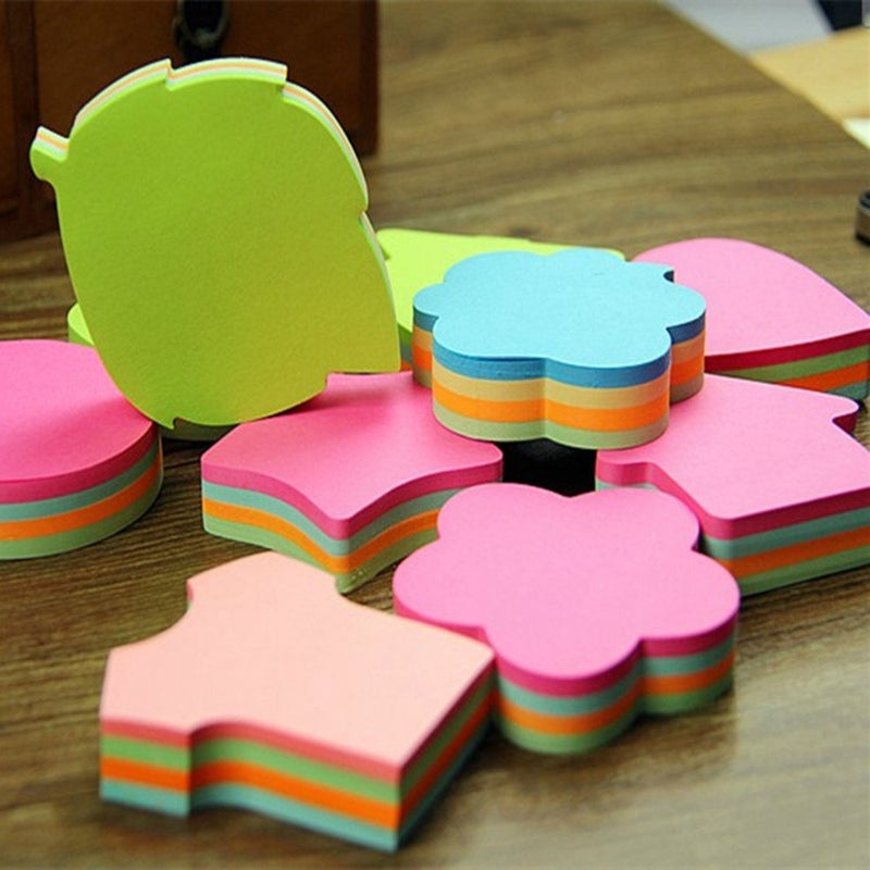 Funny live 6 Pads Creative Sticky Notes 3x3 Self-Stick Notes for Home, Office,100 Sheets/Pad, 'Butterflie', 'Clothe', 'Heart', 'Leaves', 'Apple', 'Strawberry', 'Bear', 'Plum Flower',etc. Shapes Random - Image 3